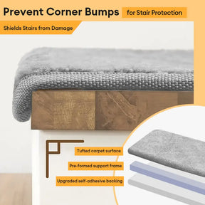Protecteurs d'escaliers en peluche de couleur unie, bande antidérapante, marches de tapis d'escalier sans colle.