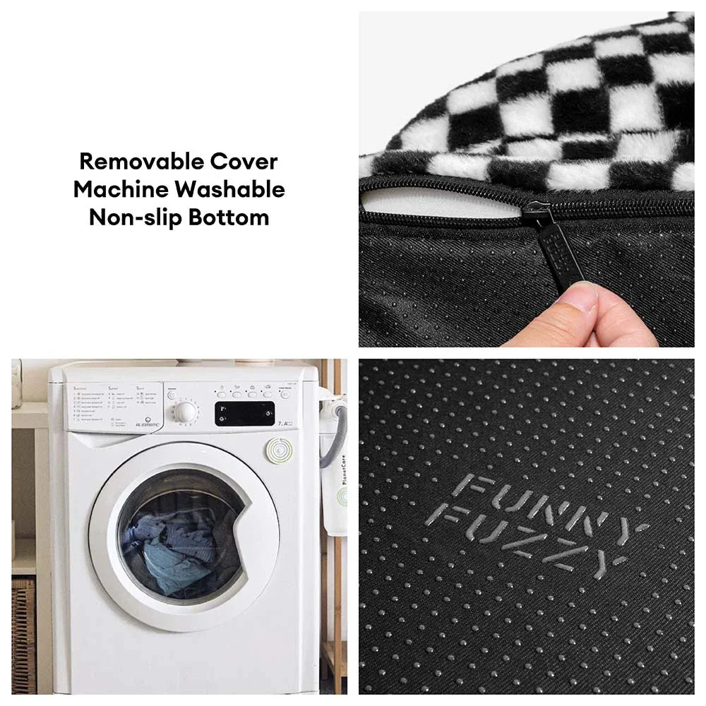 Lit orthopédique pour chien en tissu damier épais et moelleux lavable - CheckMate