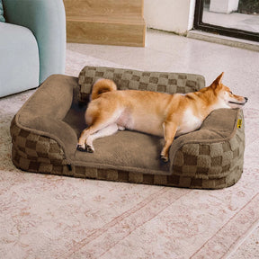 Lit orthopédique pour chien en peluche à motifs checkered – CloudNooki
