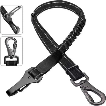 Ceinture de sécurité pour chien 3 en 1 avec bungee, boucle verrouillable à 360° et crochet.