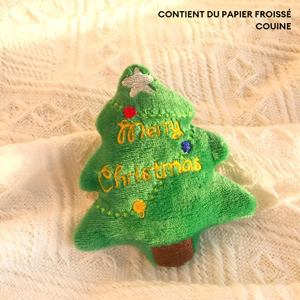 Petit jouet interactif en peluche à mâcher en forme de sapin de Noël pour chien