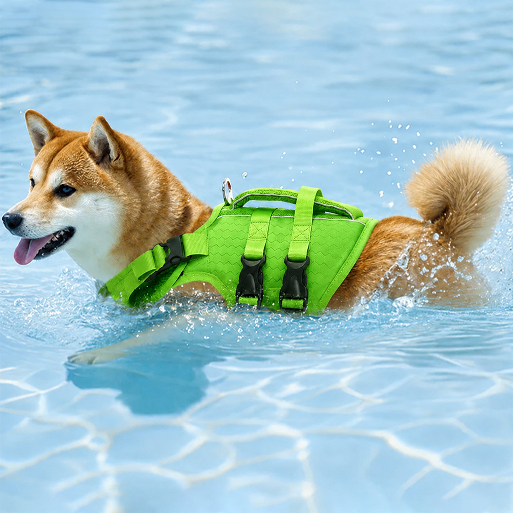 Gilet de sauvetage pour chiens ajustable avec bandes réfléchissantes pour chiens de taille moyenne et grande
