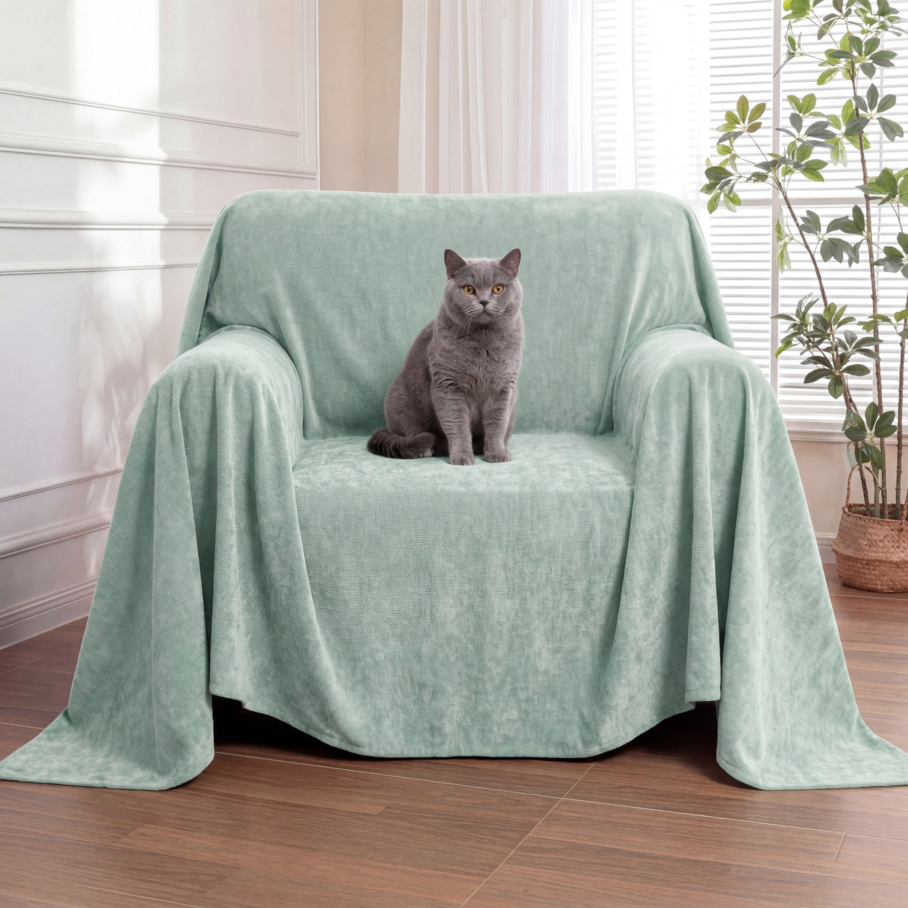 Jeté de canapé Housse de fauteuil, canapé imperméable résistante aux rayures et sans peluches
