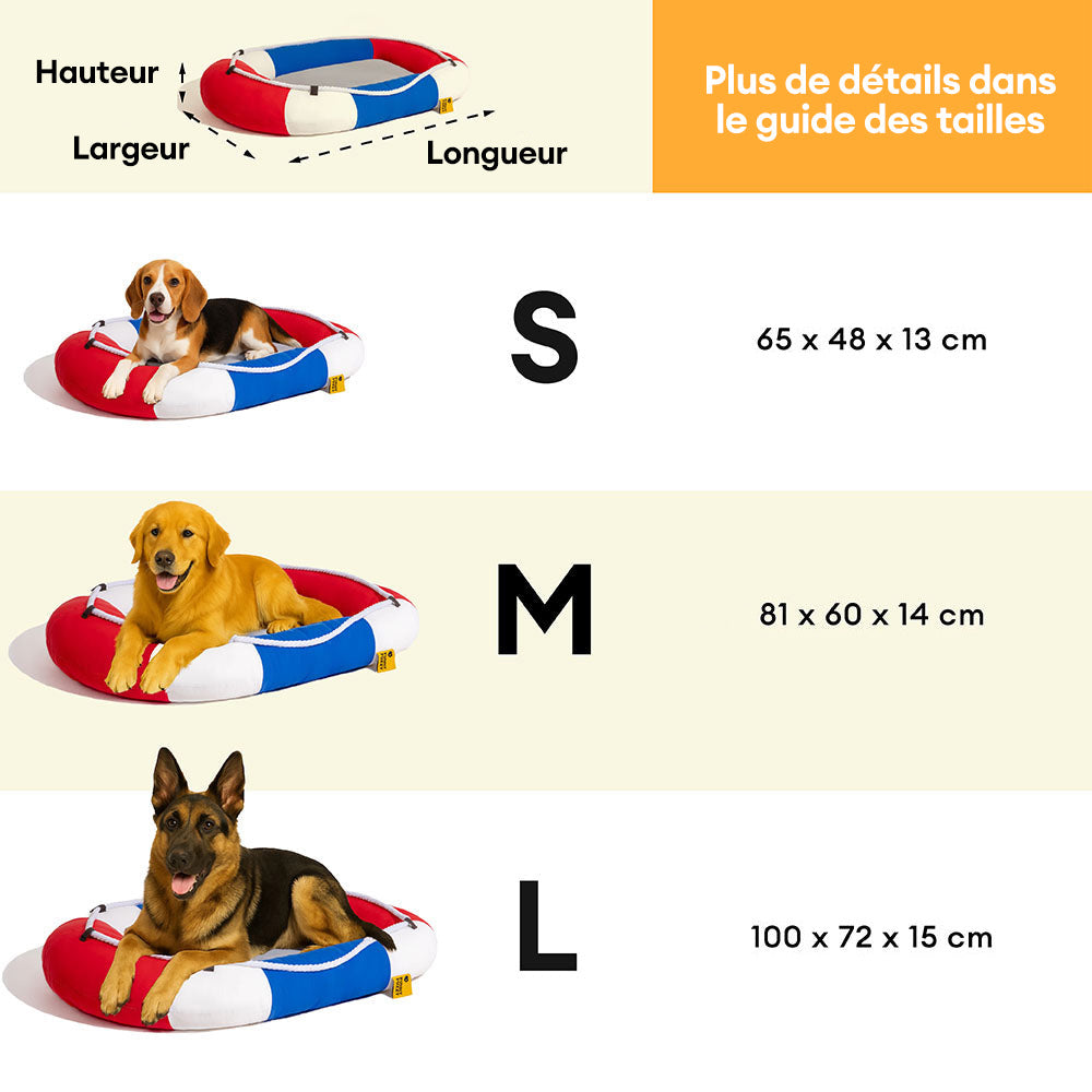 Lit pour animal en forme de bateau imperméable et rafraîchissant avec oreiller – Chill Raft