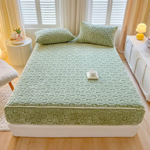 Protection Matelas En Velours Texturé Cœur Housse de Matelas