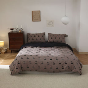 Parure en coton jacquard tricoté avec petit chiot mignon