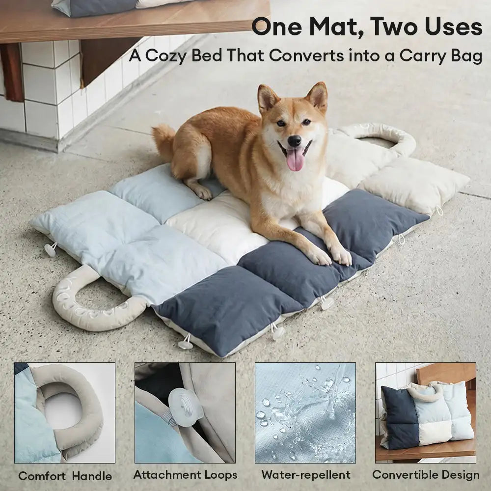 Tapis pour animaux multifonctionnel 2 en 1 résistant à l'eau, sac de transport pour chiots