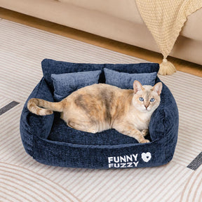 Canapé-lit pour chat en chenille vintage lavable et doux