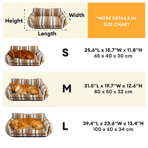 Lit pour chien et chat en peluche, chaleureux, à rayures, pliable et lavable - MochaSnug
