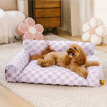Lit orthopédique amovible en peluche à carreaux pour chien – CozyNest