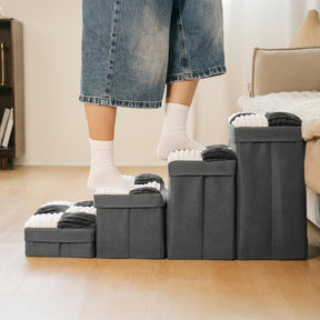 Escalier pour chien en plaid avec échiquier détachable, fait à la main, avec rangement - Marches pliables