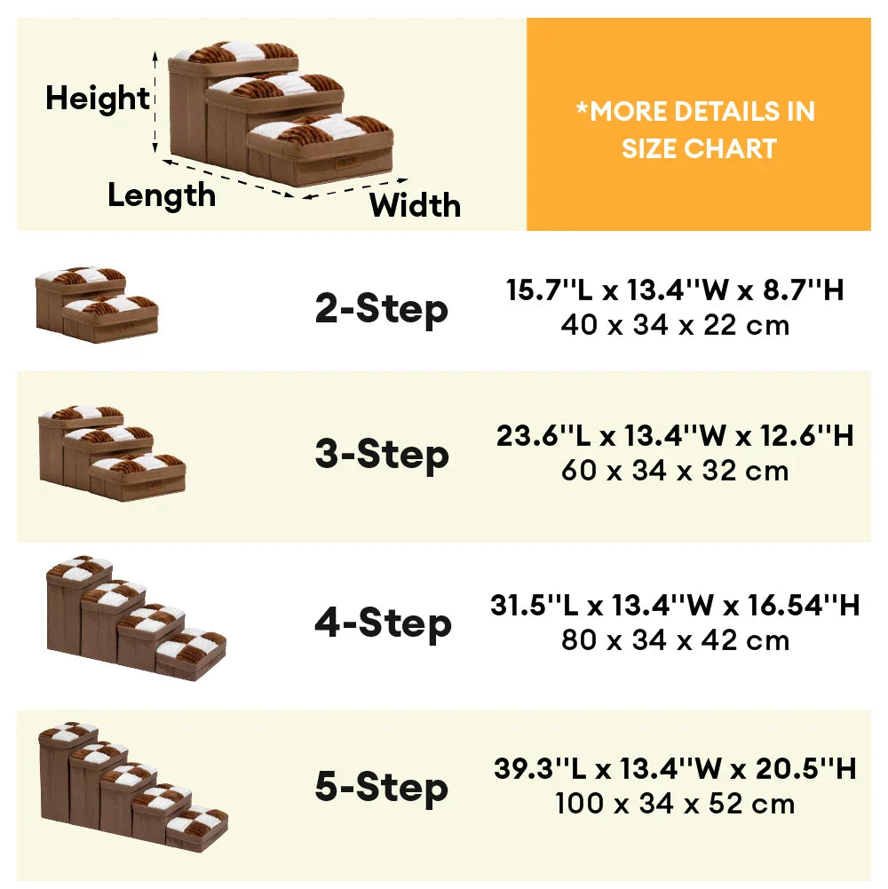 Escalier pour chien en plaid avec échiquier détachable, fait à la main, avec rangement - Marches pliables