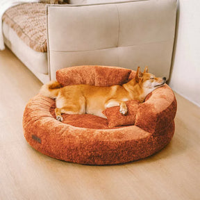 Lit orthopédique pour chien en velours diamant amovible en forme de donut avec coussin - DreamNest