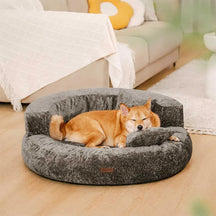 Lit orthopédique pour chien en velours diamant amovible en forme de donut avec coussin - DreamNest