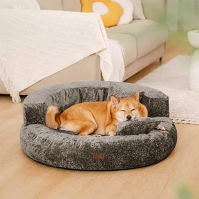 Lit orthopédique pour chien en velours diamant amovible en forme de donut avec coussin - DreamNest