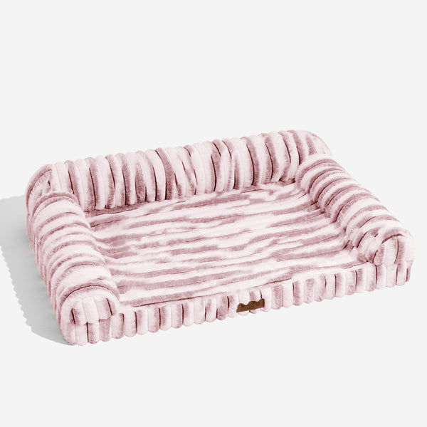 Lit orthopédique pour chien avec coussin moelleux à rayures luxe et confort