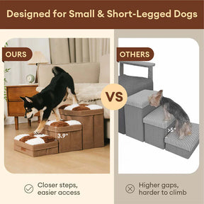 Escalier pour chien en plaid avec échiquier détachable, fait à la main, avec rangement - Marches pliables