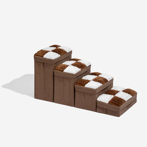 Escalier pour chien en plaid avec échiquier détachable, fait à la main, avec rangement - Marches pliables