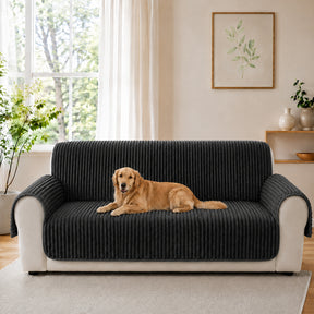 Housse fauteuil de canapé en une seule pièce non glissante, douce et adaptée aux animaux - Rayures