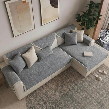 Housse de canapé sectionnelle en tissu chenille simple, étanche, antimicrobien et anti-rayures.