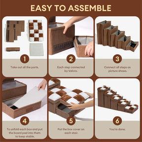 Escalier pour chien en plaid avec échiquier détachable, fait à la main, avec rangement - Marches pliables