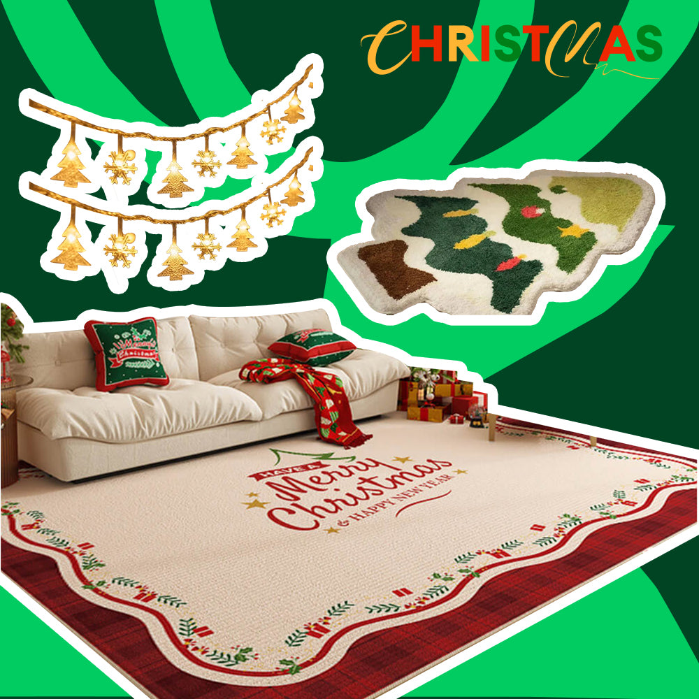 Tapis décoratif antidérapant de Noël - Ensemble cadeau 3pcs