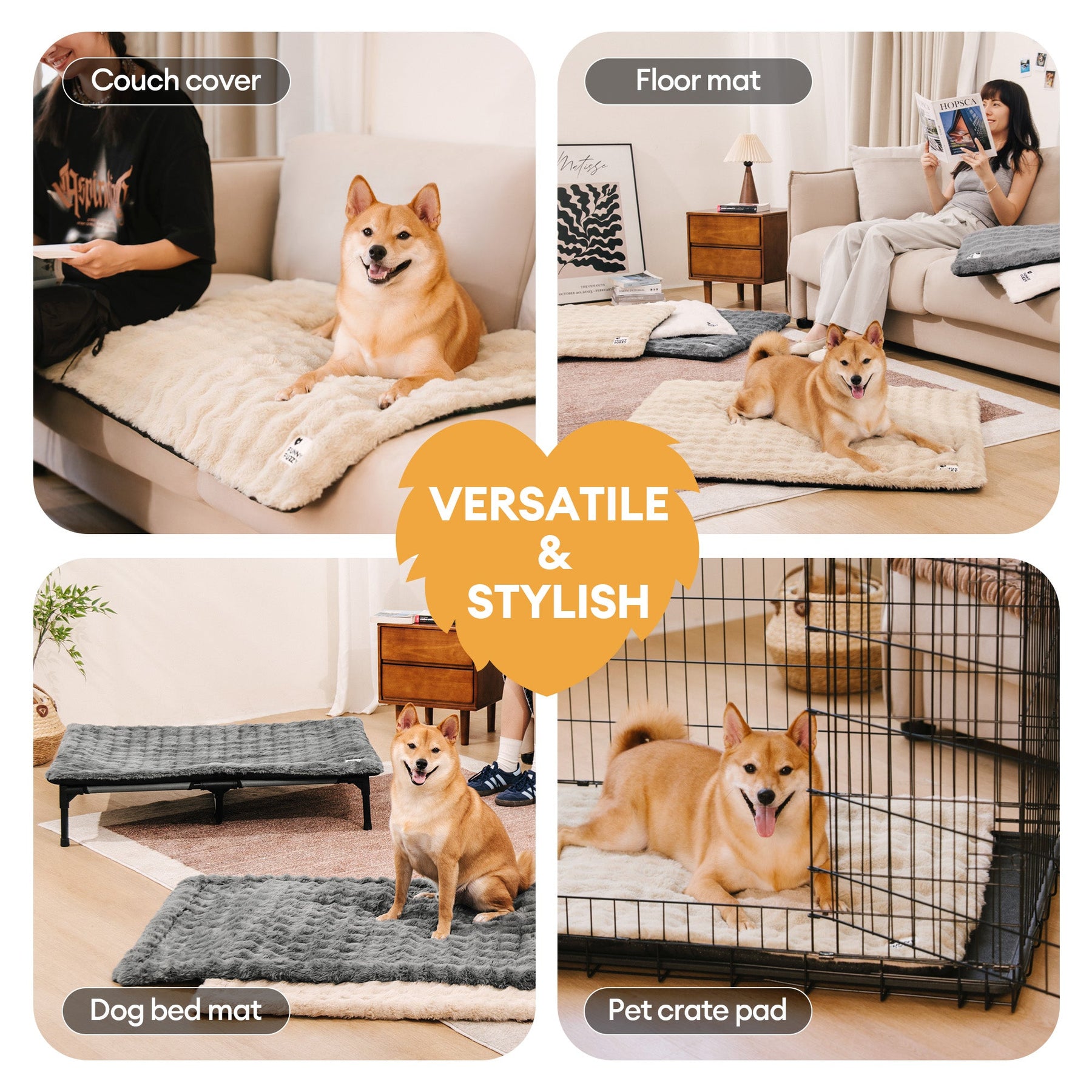 Tapis pour animaux de compagnie en peluche chaude, lavable et portable - ThermoPad