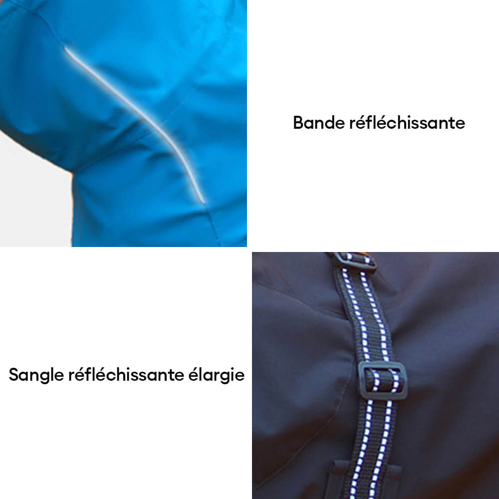 Manteau de pluie d'extérieur pour chien à col roulé et motif réfléchissant