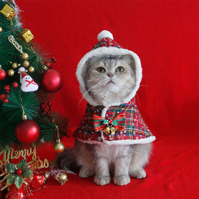 Poncho châle à capuche chic et chaud pour chien et chat de Noël