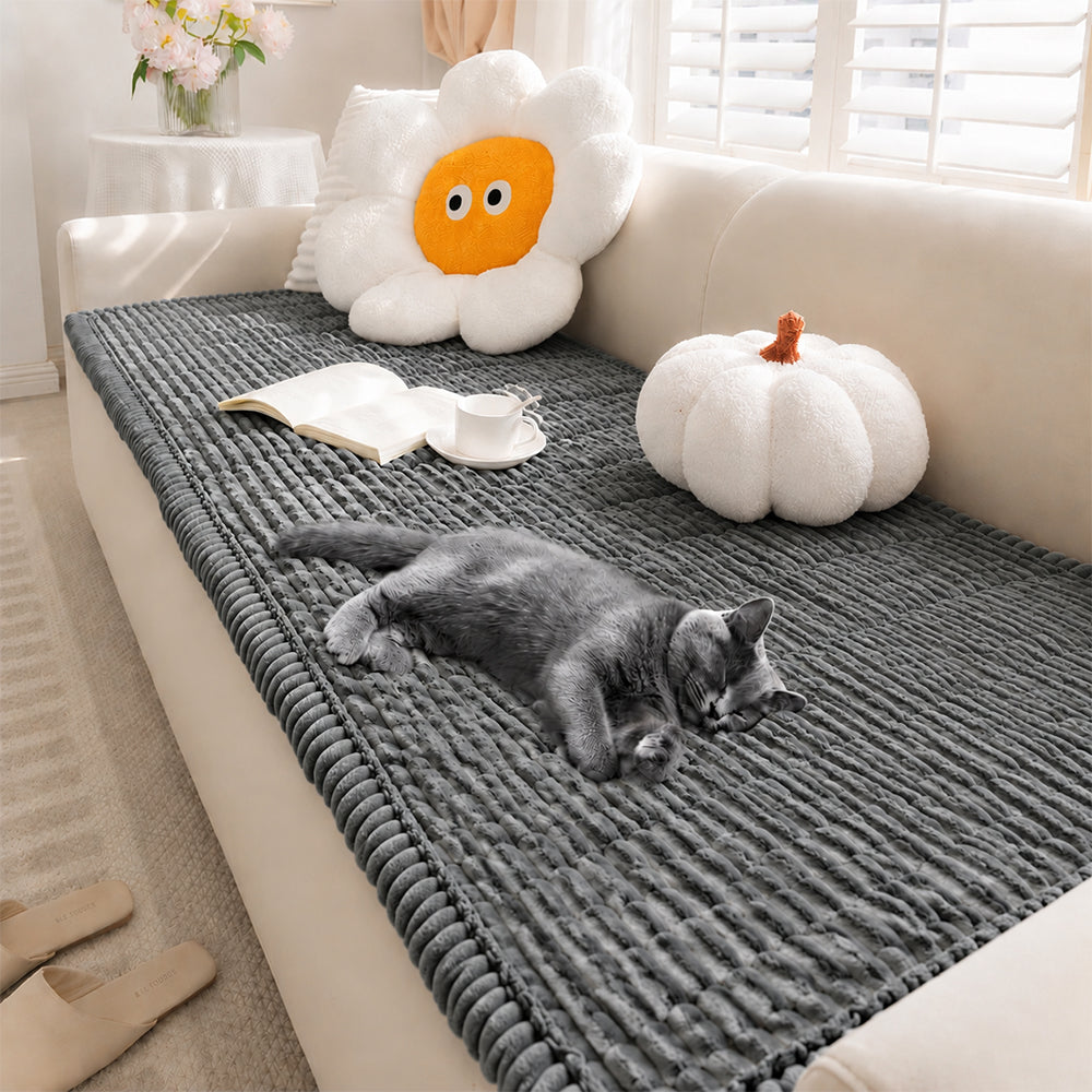 Tapis pour animaux en flanelle douce imperméable, respirant, anti-dérapant pour canapé.