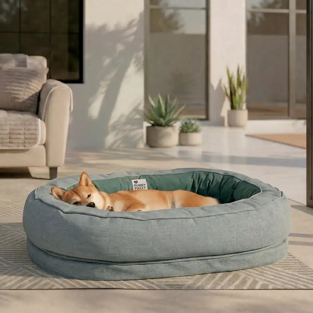Lit pour chien orthopédique en plein air en forme de beignet