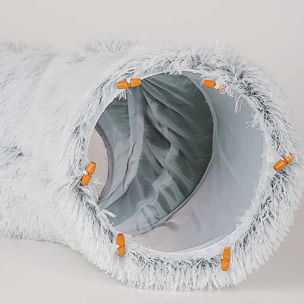 Lit tunnel d'intérieur pour chat rond et doux pliable 2 en 1