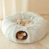 Lit tunnel d'intérieur pour chat rond et doux pliable 2 en 1