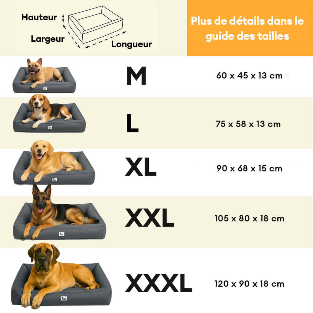 Lit orthopédique pour grand chien imperméable et soutien