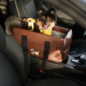 Siège auto pour animaux en similicuir imperméable console centrale portable pour voyages