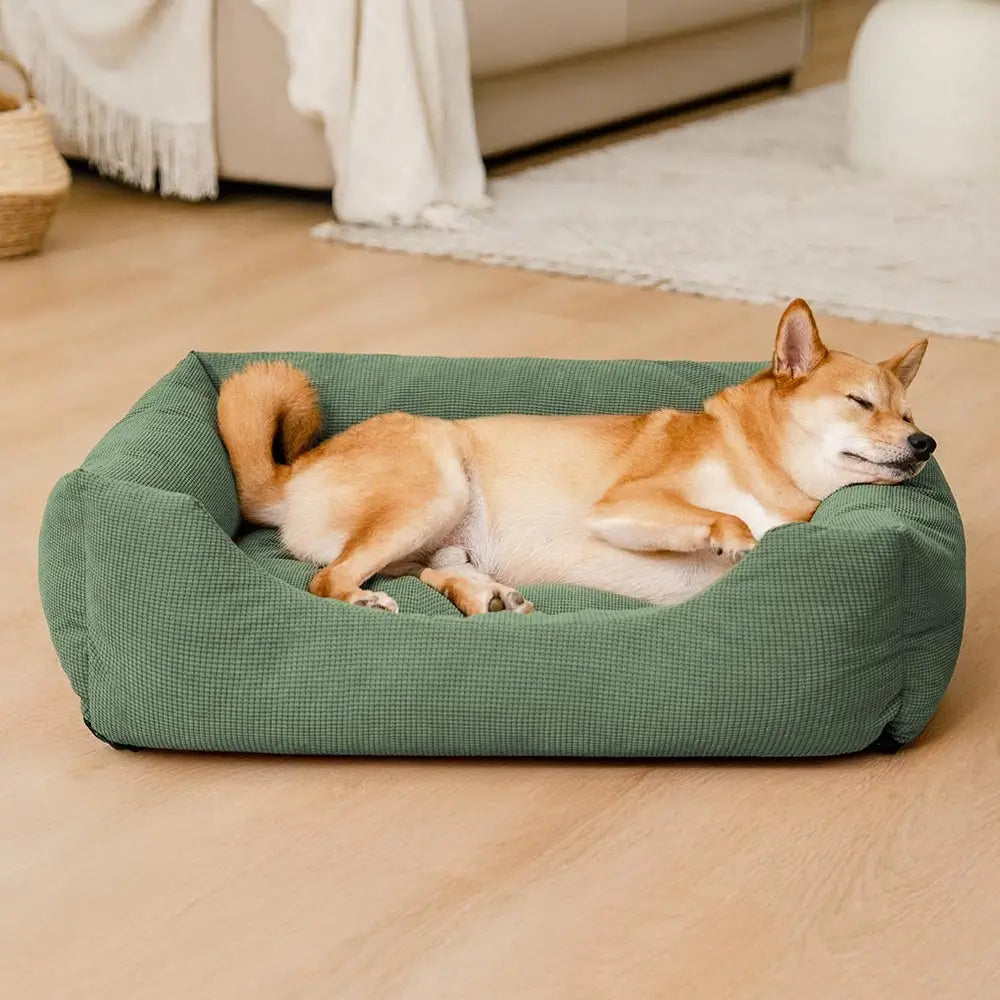 Lit pour chien confortable en velours côtelé détachable résistant aux rayures et respirant