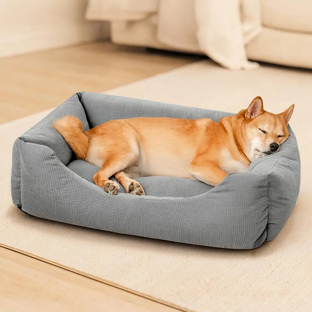 Lit pour chien confortable en velours côtelé détachable résistant aux rayures et respirant