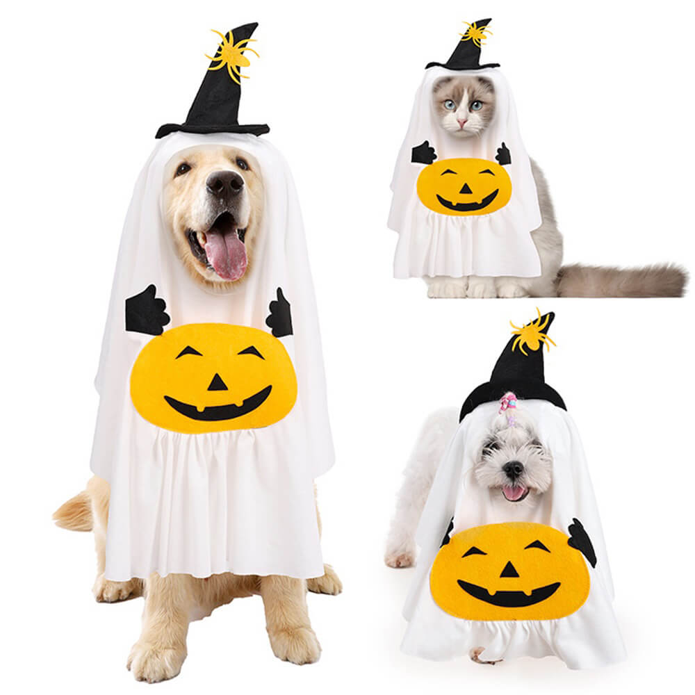 Costume Halloween Fantaisie Citrouille Fantôme pour Chiens