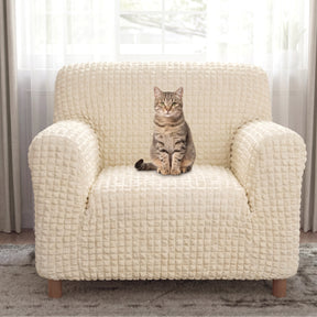 Housse de fauteuil, canapé extensible magique en seersucker et respirant, style crème, à couverture complète.