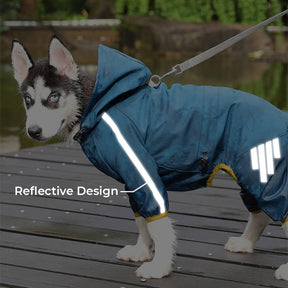 Imperméable Réglable pour Chien avec Capuche et Bande Réfléchissante