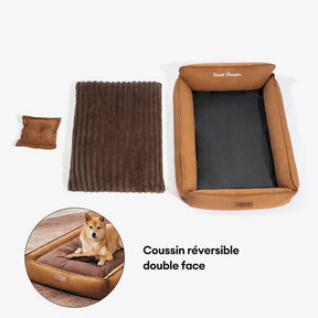 Lit pour chien en mousse rétro en suédine lavable double face avec coussin - SweetDream