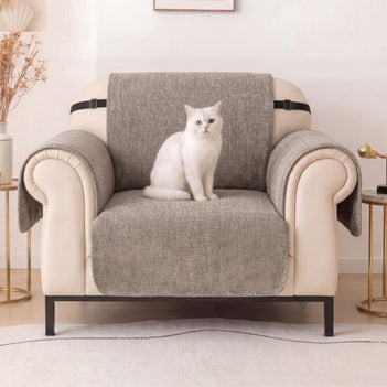 Housse fauteuil de canapé 3 places en chenille résistant aux rayures, durable, déperlant et antidérapant.