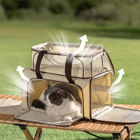 Sac de transport pour chat 3 en 1, extensible, grande capacité et respirant, pour voyage et transport aérien.