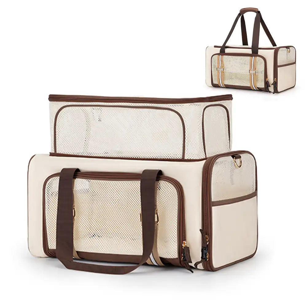 Sac de transport pour chat 3 en 1, extensible, grande capacité et respirant, pour voyage et transport aérien.