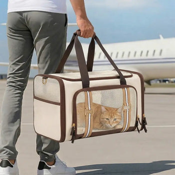 Sac de transport pour chat 3 en 1, extensible, grande capacité et respirant, pour voyage et transport aérien.