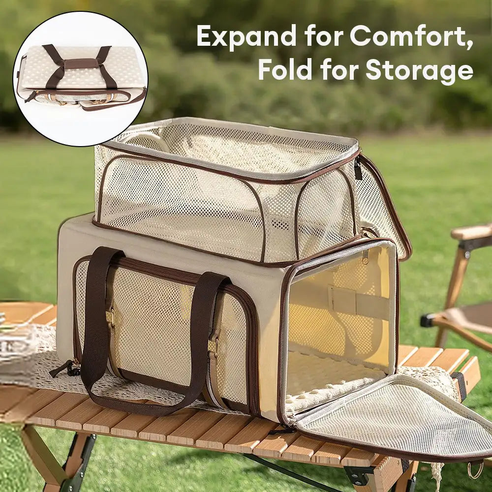 Sac de transport pour chat 3 en 1, extensible, grande capacité et respirant, pour voyage et transport aérien.