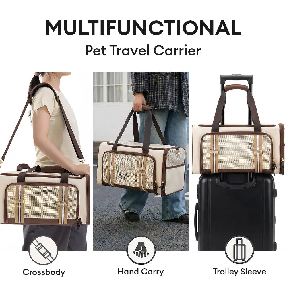 Sac de transport pour chat 3 en 1, extensible, grande capacité et respirant, pour voyage et transport aérien.
