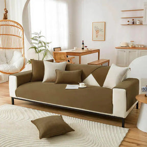 Housse de canapé en tissu chenille à chevrons imperméable et antisalissure