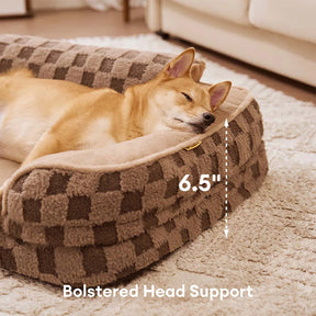 Lit orthopédique pour chien en peluche à motifs checkered – CloudNooki