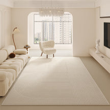 Crème Tapis Minimaliste Moderne en Cachemire à Rayures